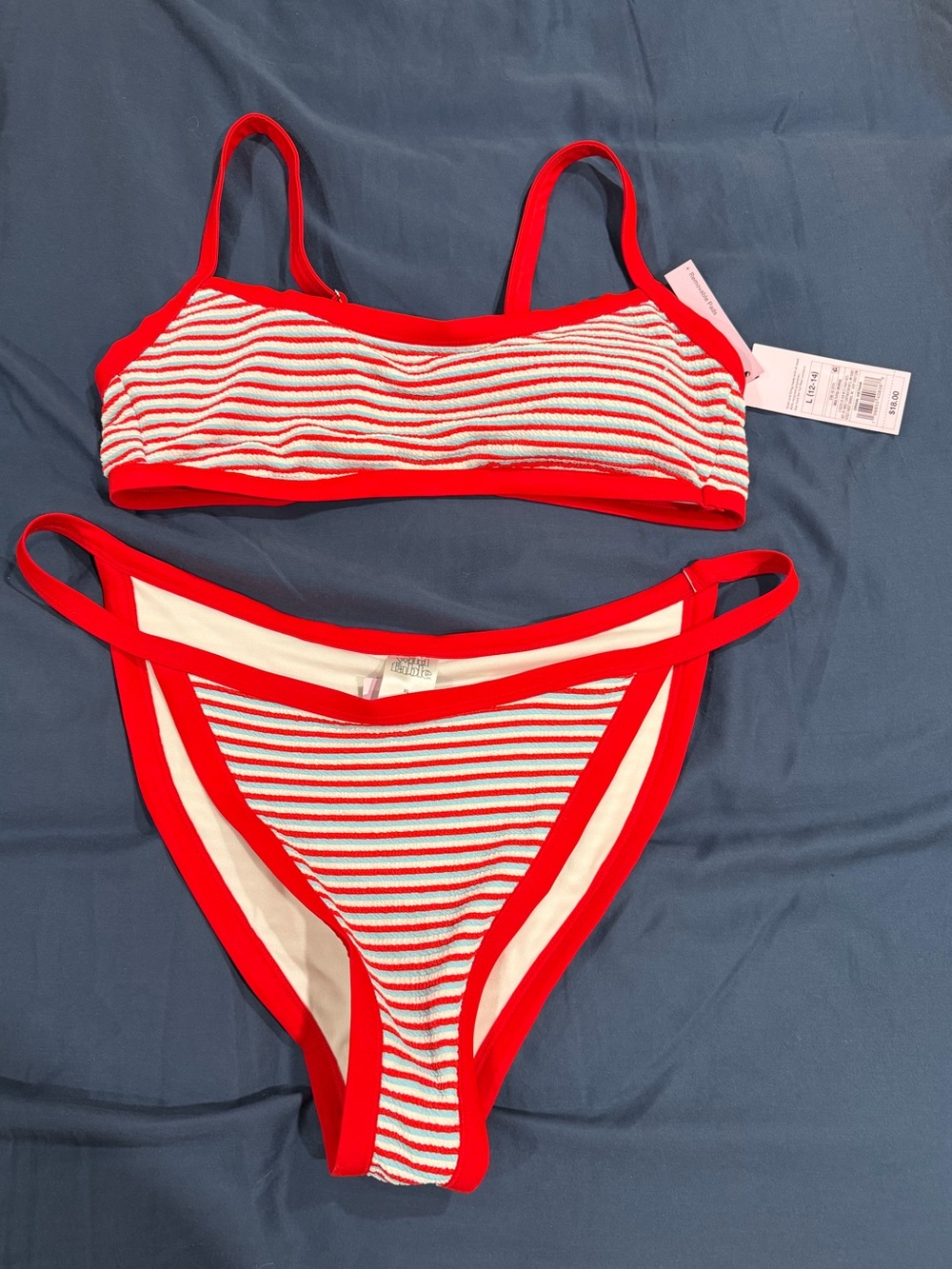 wild fable Red and White Striped Bikini Set